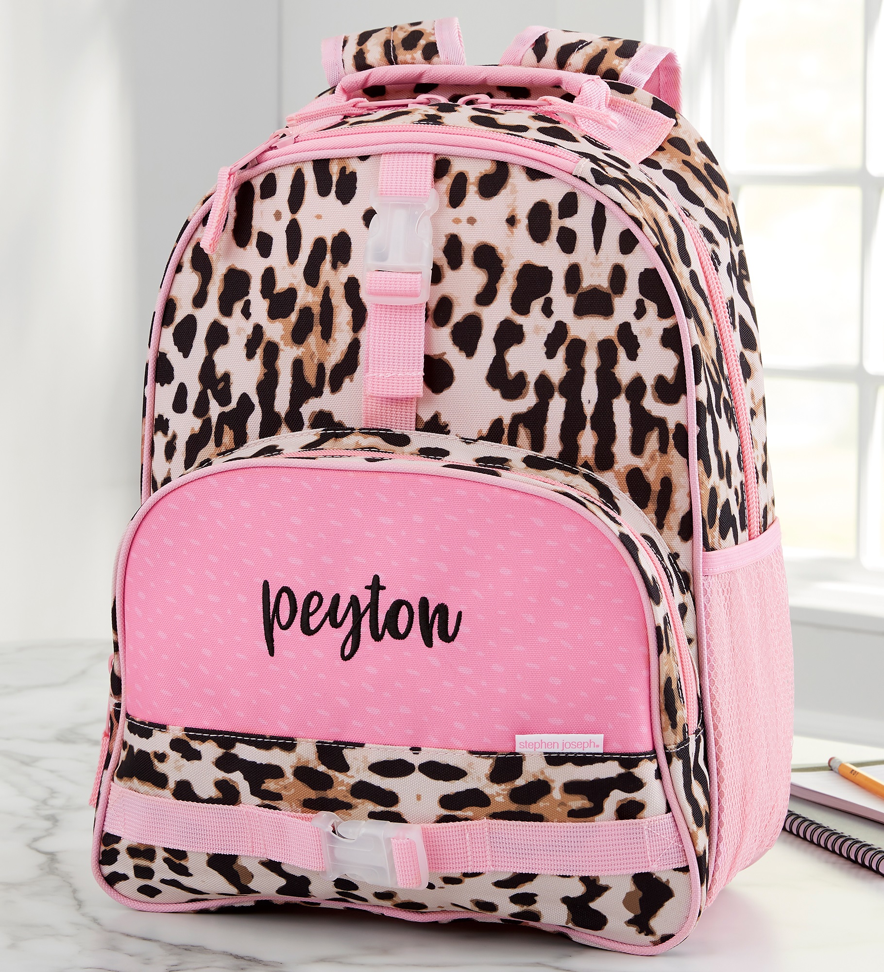 Leopard Embroidered All Over Print Backpack by Stephen Joseph